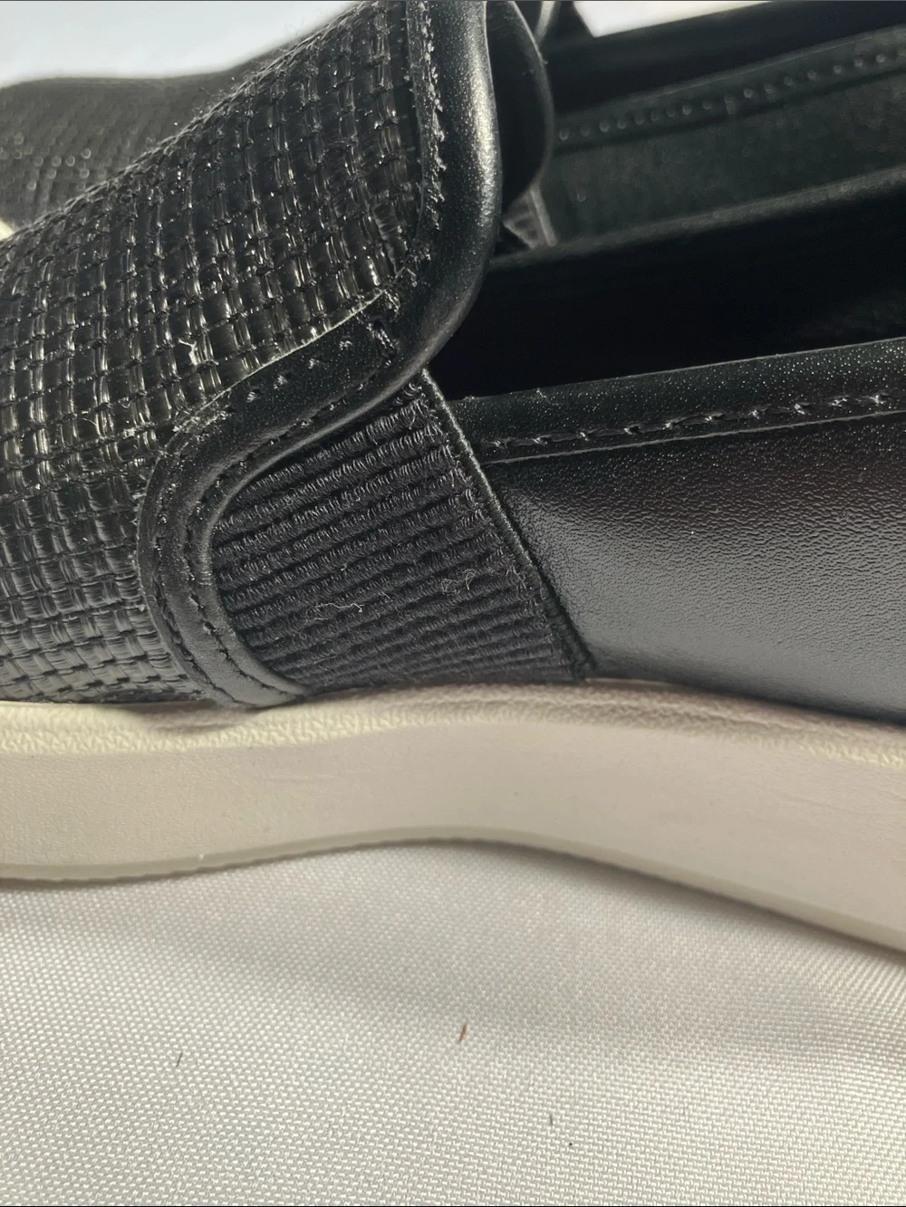 Clarks Black Textured Slip-On Loafers with White Sole